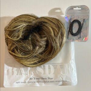 Blonde Highlights Hair Bun Extension